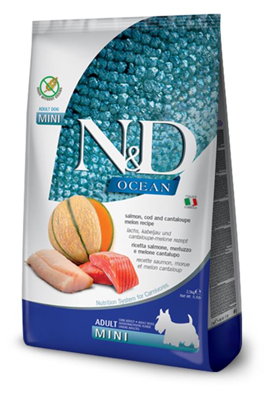 N&D Ocean Fish Dog GF Salmon,Cod&Cantaloupe Melon Mini 800g