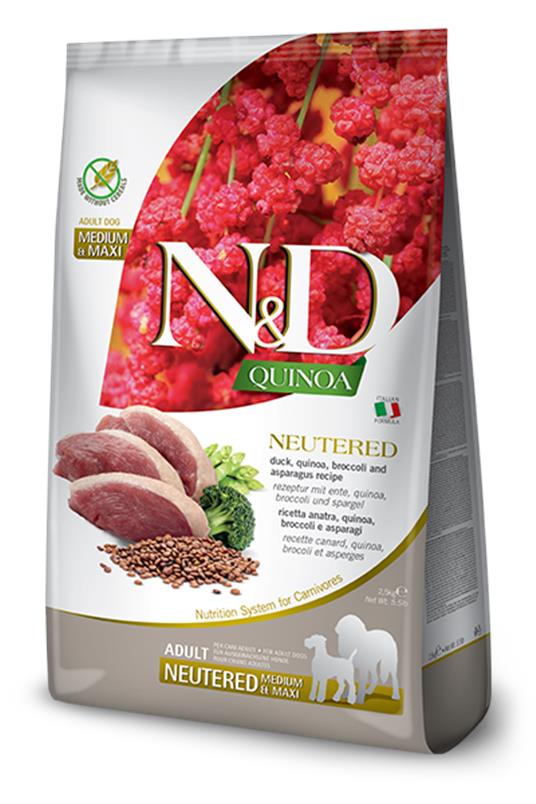 N&D Quinoa Dog Neutered Duck,Broccoli&Asparagus MD&MX 12kg